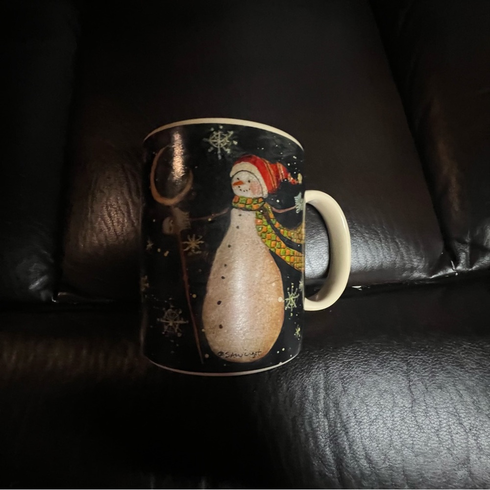 Susan Winget Art Snowman Primitives Vintage 2001 mug